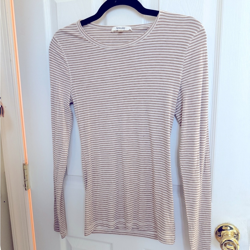 SOLD ELSEWHERE Splendid Cream Fitted Long Sleeve Tee